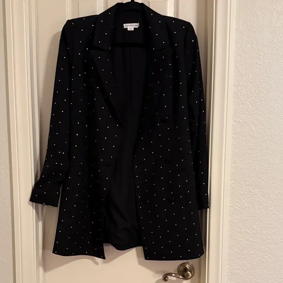 Good American Black Blazer mini dress with rhinestone - Picture 2 of 6